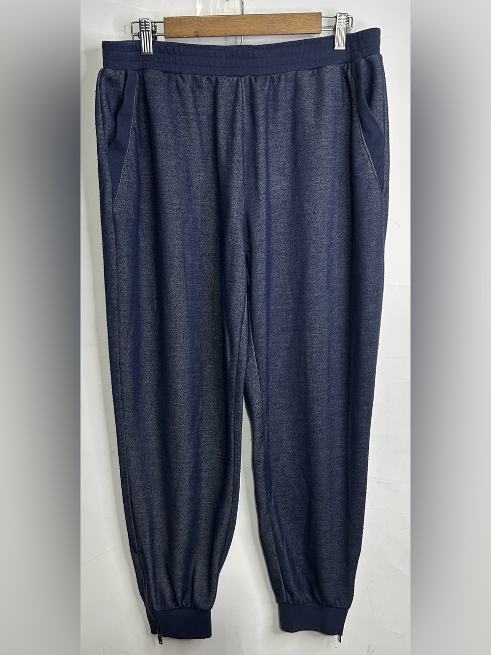 Lisa Rinna Collection Navy Denim Print Sweatpants Large